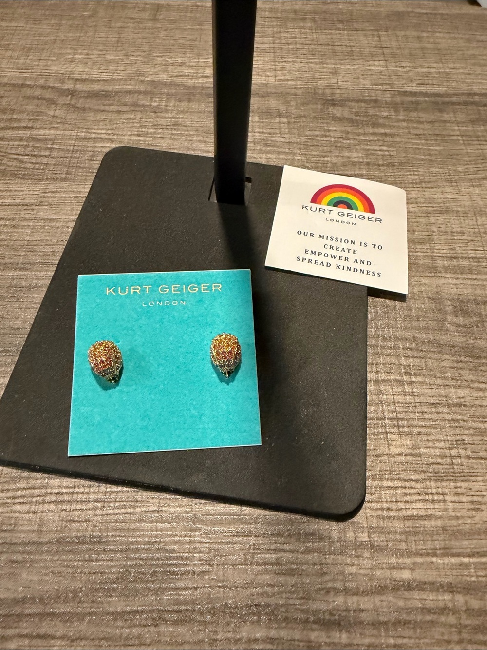 Kurt Geiger Gold Multicolor Rhinestones Eagle Stud Earrings